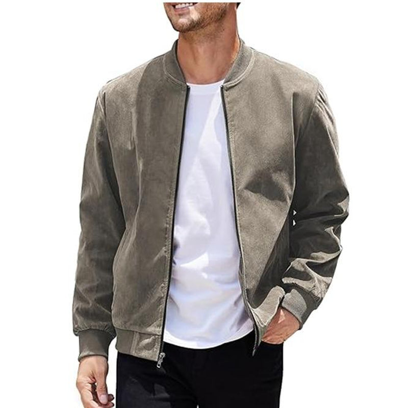 COOFANDY Men'S Casual Sports Jacket Retro Lightweight Suede Baseball Jacket, Fashionable Street Style Jacket, Suede Fabric Fashionable Comfortable Jacket, Men'S Top Coat, Men'S Jacket Coat - Kiki of DC Styles Store