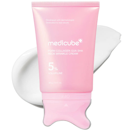 [NEW] [Medicube] PDRN Collagen Gua Sha Neck Wrinkle Cream | Built-In Gua Sha Massager with Volufiline 5% + PDRN | Firming, Contour Care for the Look of Fine Lines, Jawline, Neck, Décolleté | Massage Cream | Korean Skincare
