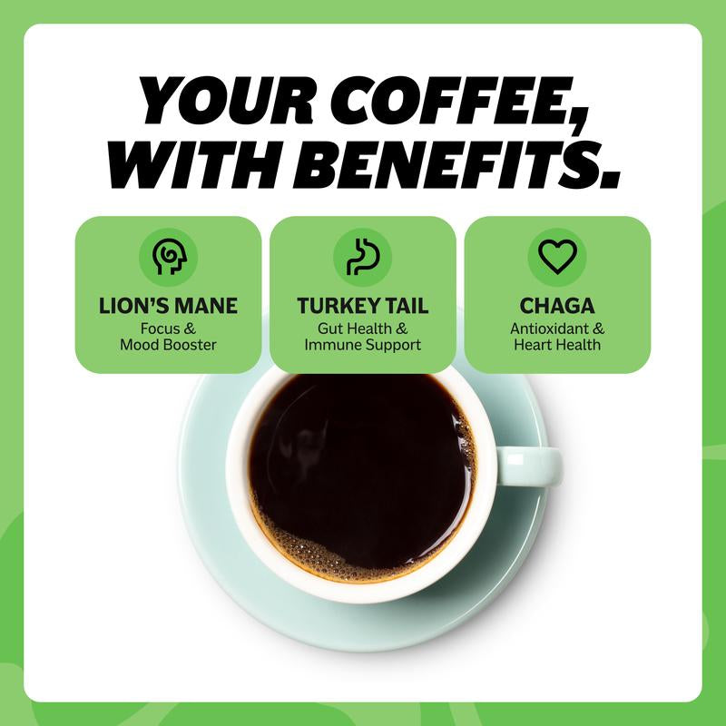 Gut Harmony Organic Adaptogenic Mushroom Coffee | Boost Focus, Gut Health, Immunity & Mood | 30 Servings of Lion's Mane, Turkey Tail & Chaga | Sugar-Free & Zero Calories - Kiki of DC Styles Store