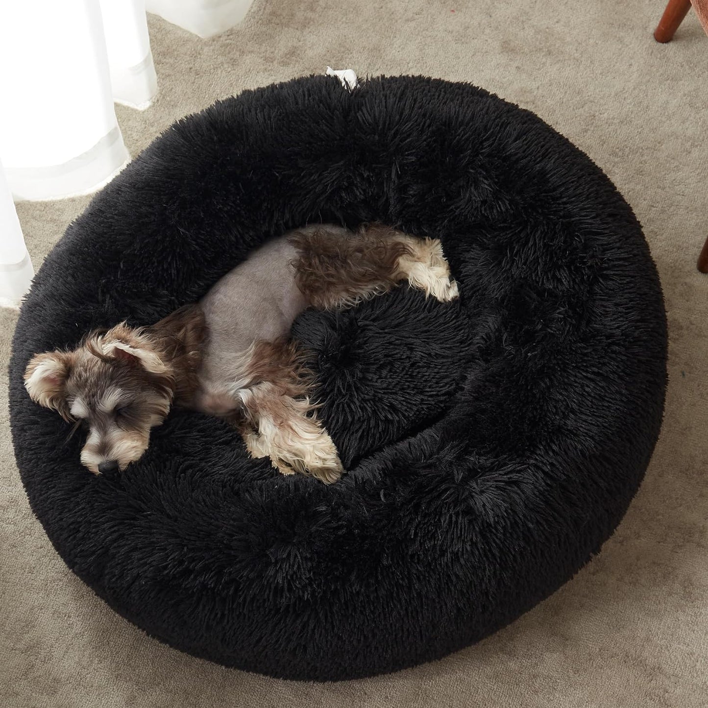 Calming Anti-Anxiety Donut Dog & Cat Bed, Warming Cozy Soft round Cushion, Fluffy Faux Fur Plush Cuddler for Small Medium Dogs and Cats - Kiki of DC Styles Store