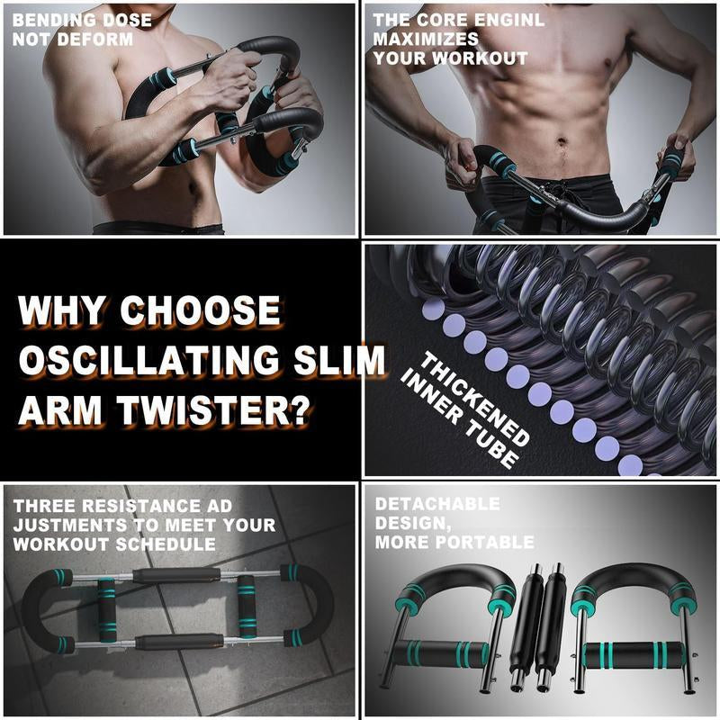 Adjustable Twister Arm Trainer (60-120 lbs) - Portable Spring Resistance Bar for Enhanced Chest and Grip Strength Training at Home