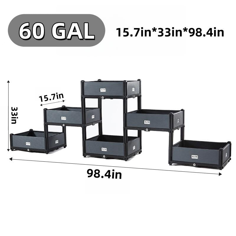 DIY Raised Garden Bed Weatherproof Stackable Planter Box for Flowers Herbs Vegetables UV Resistant Frost Proof No Tools Needed Drainage Water Storage System BPA Free Durable Materials - Kiki of DC Styles Store