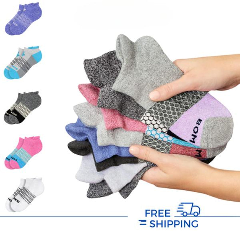 3-5 Pack Bombas Tri-Block Honeycomb Ankle Support Solid Socks for Women, Men / Multi Colors Unisex Running Socks, Seamless Toe, Compression Socks