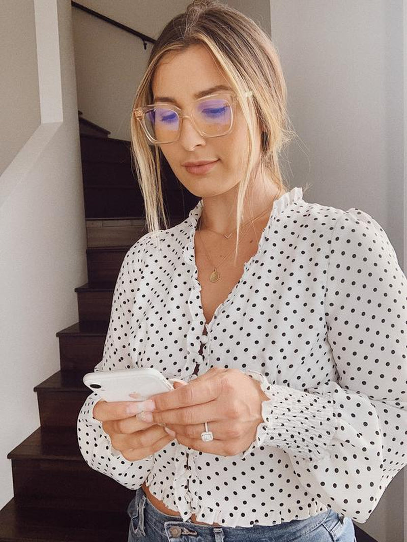 Experience Unmatched Style and Protection with the Bella XS – Blush Crystal & Blue Light Technology Glasses - Kiki of DC Styles Store