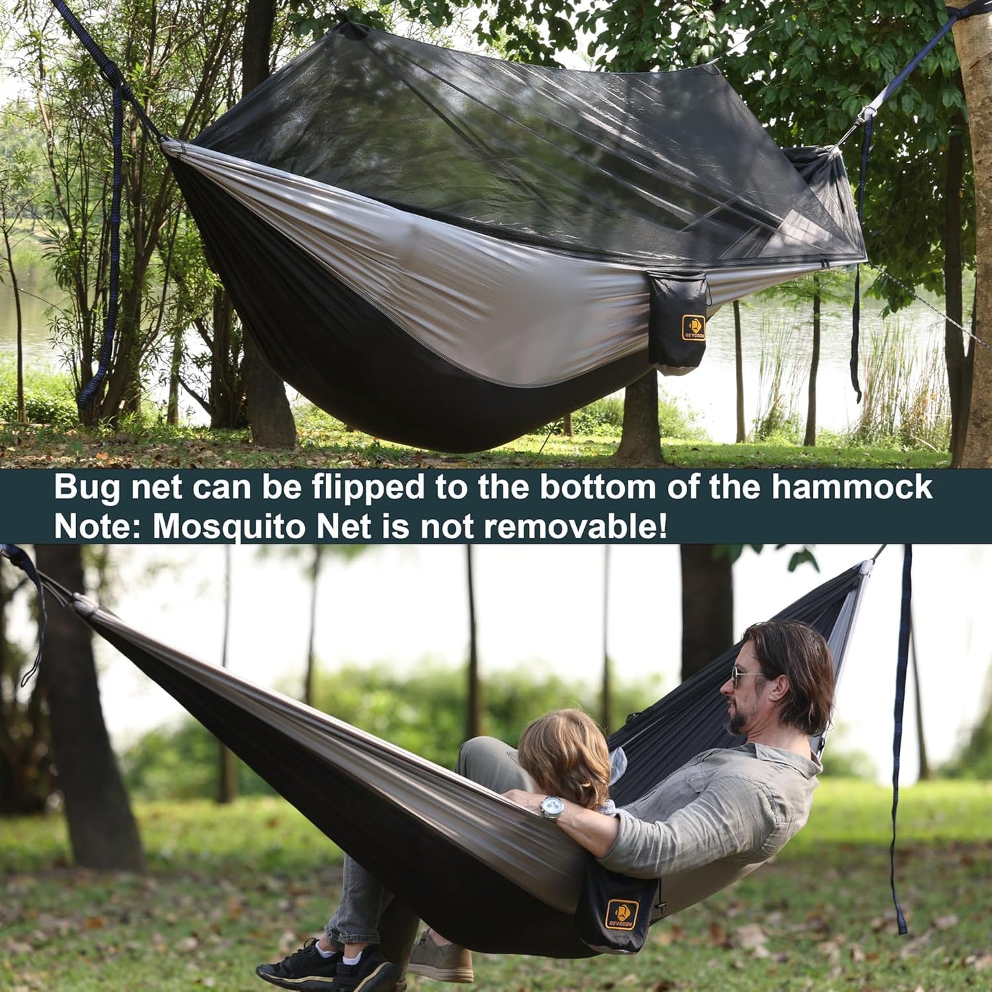 Camping Hammock with Net,Travel Portable Lightweight Hammocks with Tree Straps and Solid D-Shape Carabiners,Parachute Nylon Hammock for Outsides Backpacking Beach Backyard Patio Hiking - Kiki of DC Styles Store