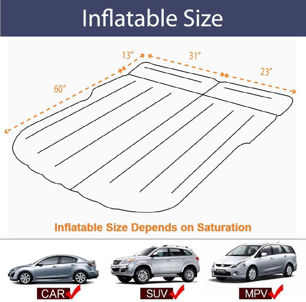 Car Air Mattress, Inflatable Car Mattress for Back Seat, Car Bed with Air Pump, Home Sleeping Pad (SUV Blue) - Kiki of DC Styles Store