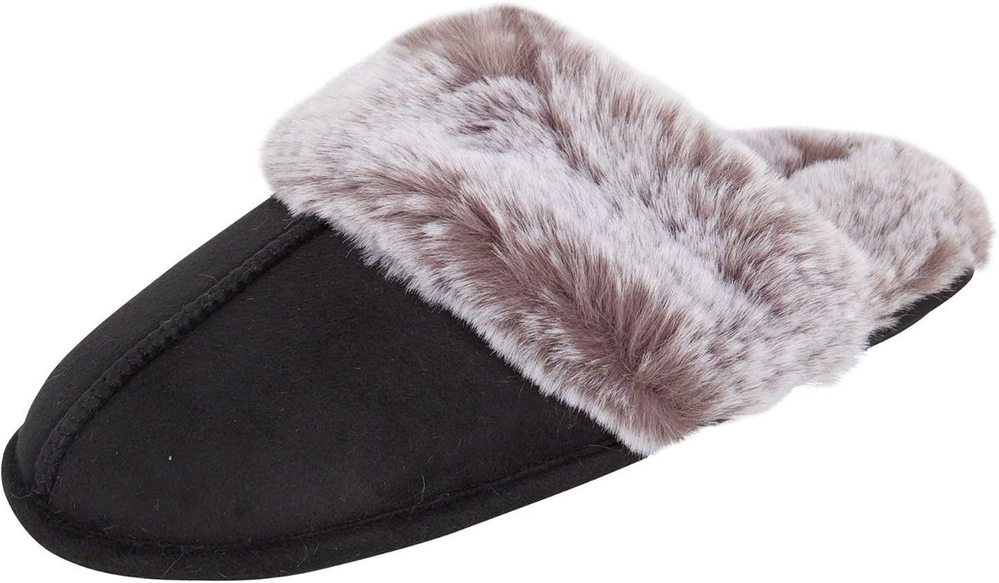 Indulge in Luxury: Jessica Simpson Women's Cozy Pink Faux Fur Memory Foam Slippers with Anti-Skid Soles