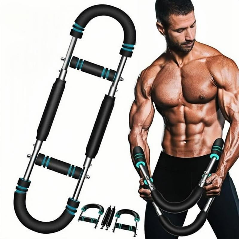 Adjustable Twister Arm Trainer (60-120 lbs) - Portable Spring Resistance Bar for Enhanced Chest and Grip Strength Training at Home