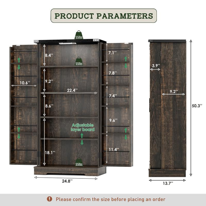 71" Kitchen Pantry Storage Cabinets with Farmhouse Doors, Adjustable Shelves for Space in Dining or Living Room, Modern Furniture Organization Closet - Kiki of DC Styles Store