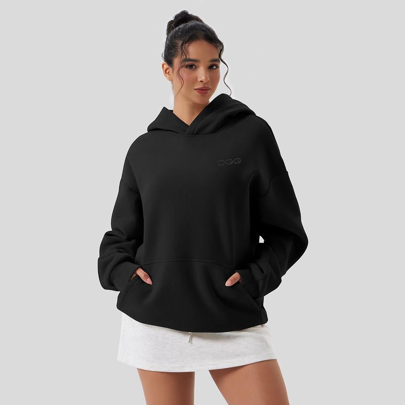 OQQ Women'S Hooded Pullover Sweatshirt - Long Sleeve - Fashionable Fall/Winter Top with Front Pockets Design - Kiki of DC Styles Store