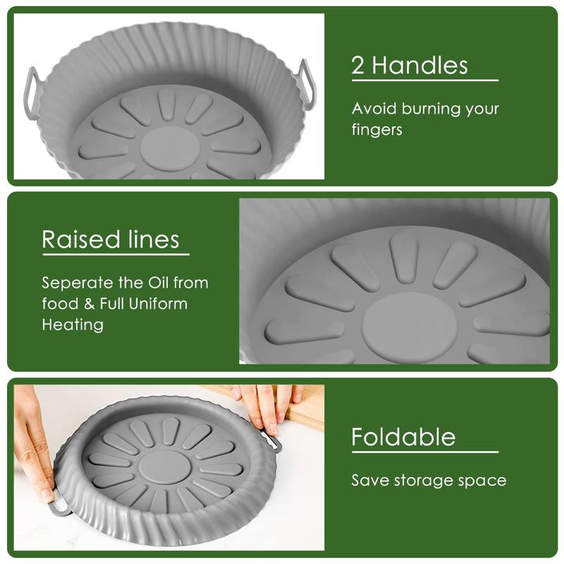 3Pcs Silicone Air Fryer Liners 8.6" Air Fryer Liners Reusable, Silicone Air Fryer Basket Heat Resistant Easy Cleaning Air Fryer Silicone Pot Air Fryer Oven Accessories - Kiki of DC Styles Store