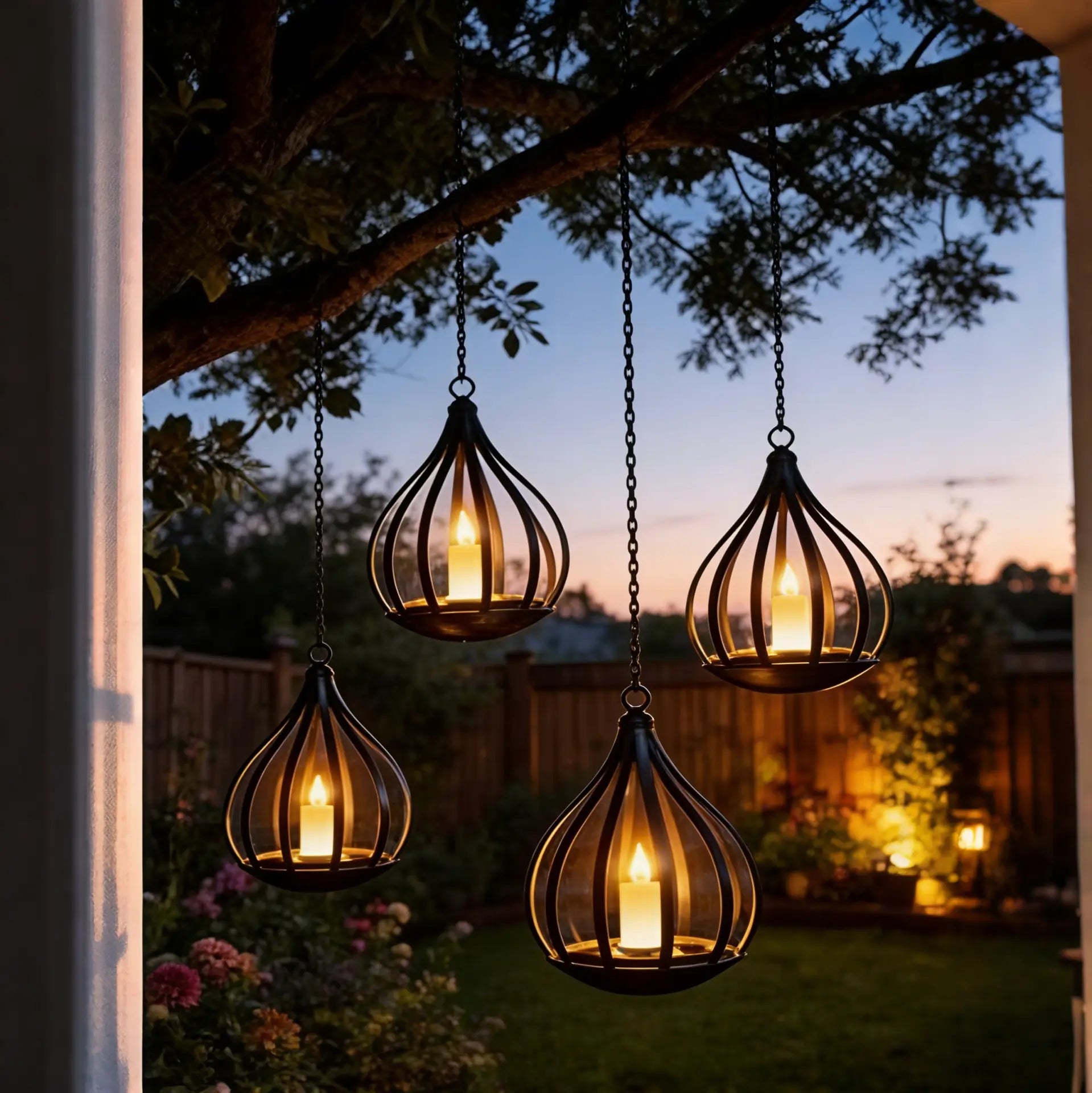 Solar Garden Lights Outdoor, 2/4 Pack Metal Solar Water Drop Shape Candle Lantern 2026 New Design with Flickering Effect & Reflective Patterns, Auto On/Off, IP65 Waterproof, 20.5 CM × 15.5Cm,Outdoor Solar Powered Lights for Garden, Patio, Pathway