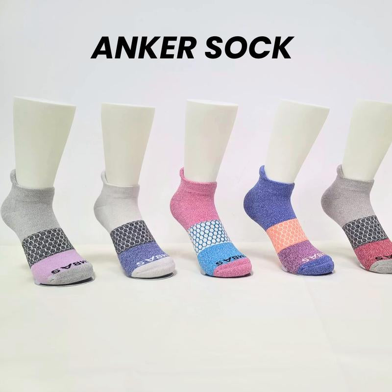 3-5 Pack Bombas Tri-Block Honeycomb Ankle Support Solid Socks for Women, Men / Multi Colors Unisex Running Socks, Seamless Toe, Compression Socks