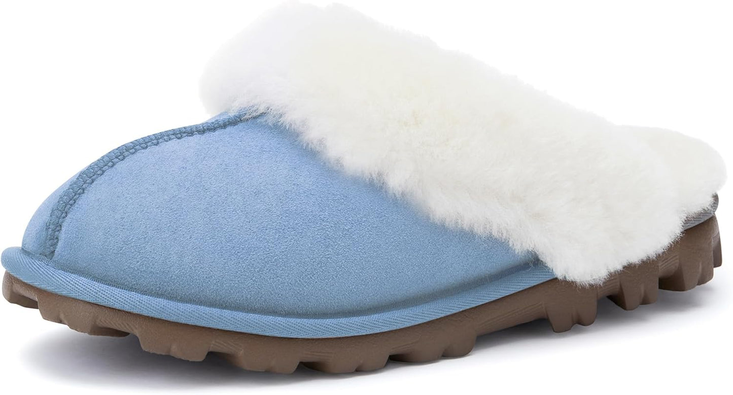 Women'S Genuine Australian Sheepskin Slippers, 100% Shearling, 8Mm Memory-Foam, Hard Bottom Slipper