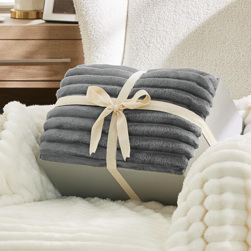 【Deal 'S for You】Bedsure Striped Sherpa Blanket Super Soft Cozy Plush Fleece Flannel Solid Modern Lightweight Comforter - Kiki of DC Styles Store