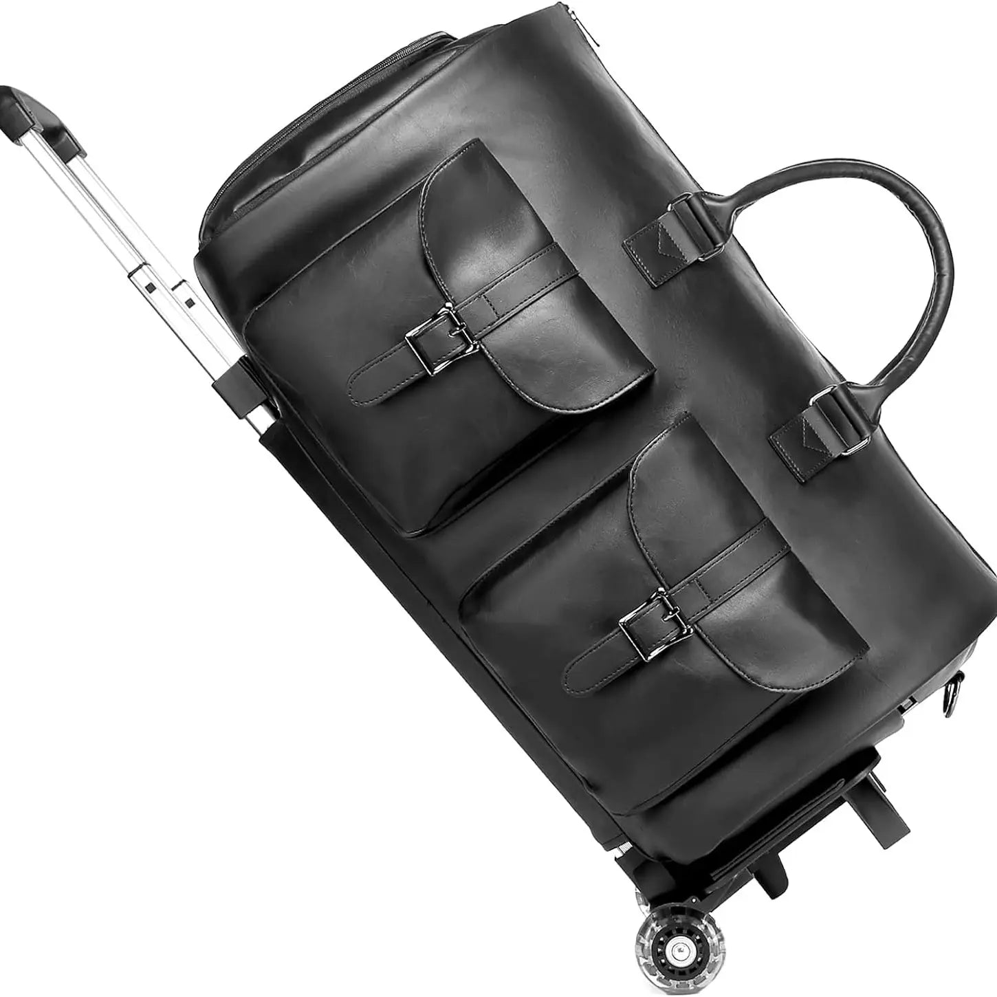 Travel in style with the SEYFOCNIA Pink PU Leather Rolling Garment Bag! Perfect for weekend getaways, this unisex expandable duffle bag is a must-have for your TikTok holiday haul! 🌟🧳✨