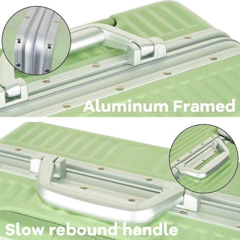 YGL Front Opening Luggage Sets Multifunctional Trolley Case Aluminum Frame Suitcase Set & TSA & Airline Certified Size, Carry-On Suitcase Can Be Used for Vacation, Travel, Business Trip, School and Outdoor Sports Carry-On Suitcase