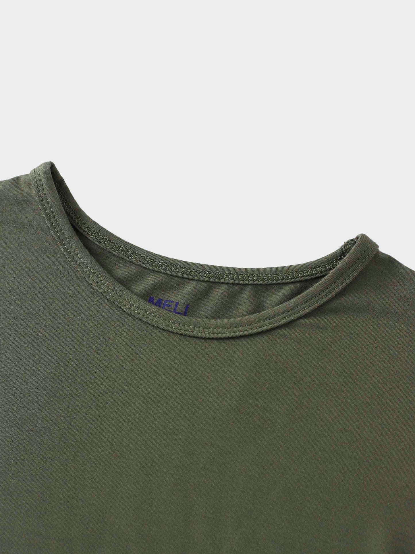 Curved Gathered Detailed T-Shirt-Olive-3