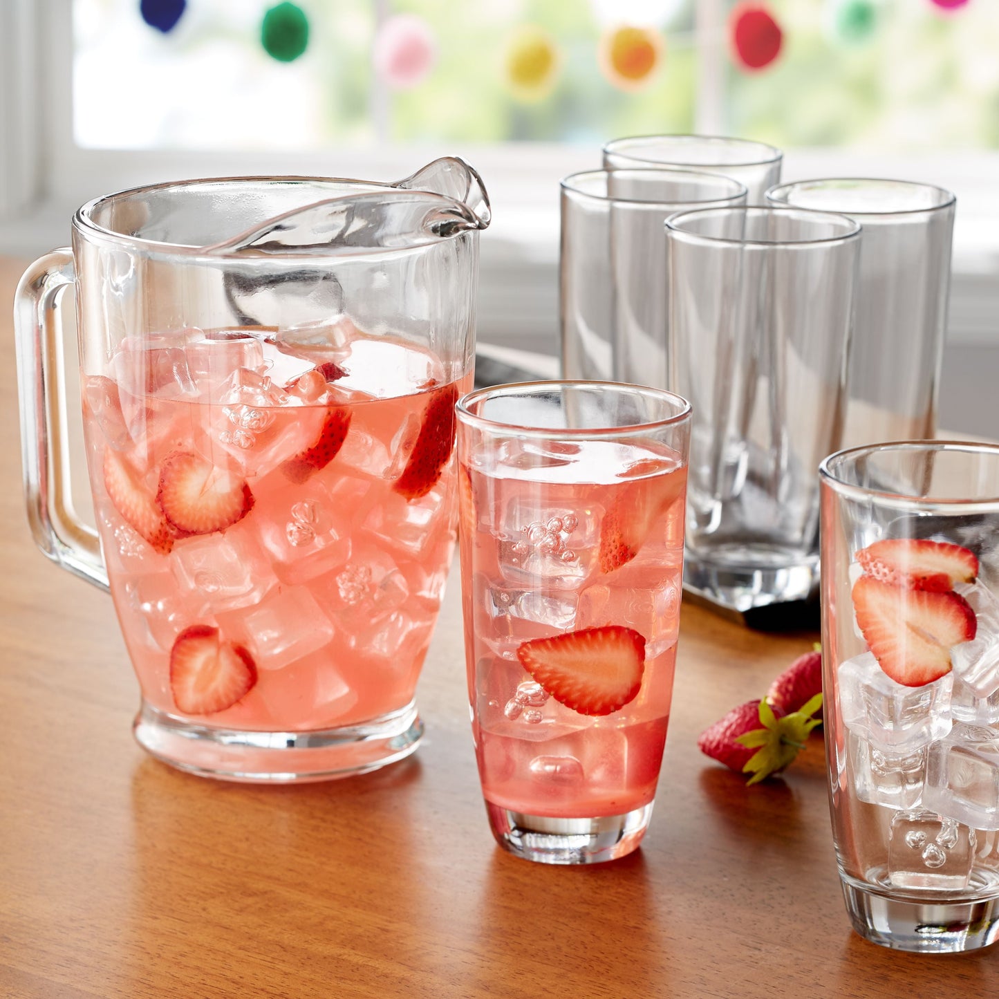 Elevate Your Entertaining with the Mainstays 7-Piece Clear Glass Pitcher and Cooler Glass Set