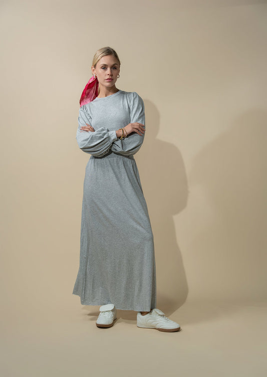 Bubble Sleeve T-Shirt-Heathered Grey-0