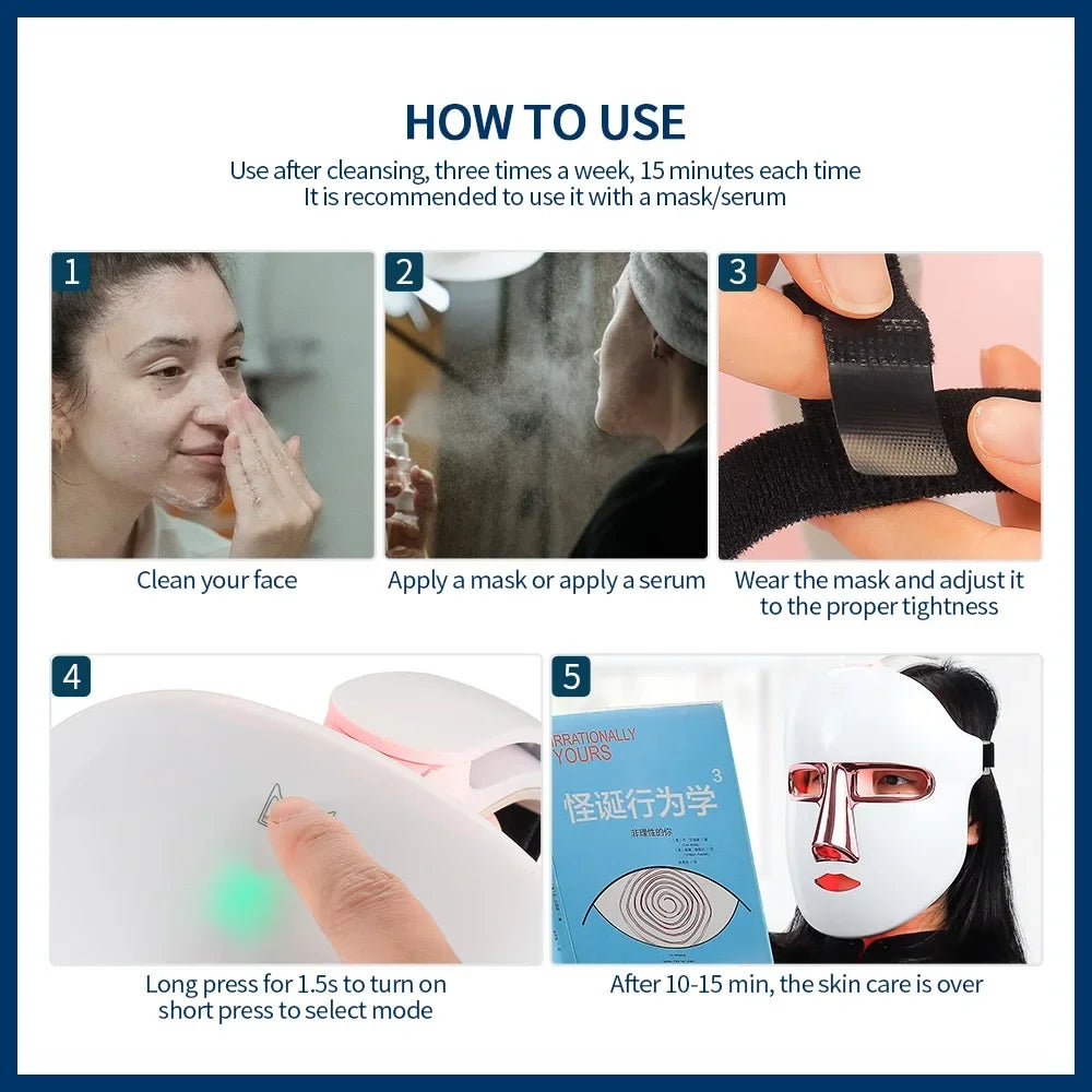 7 Colors LED Facial Mask - Wireless Face Care Treatment-3