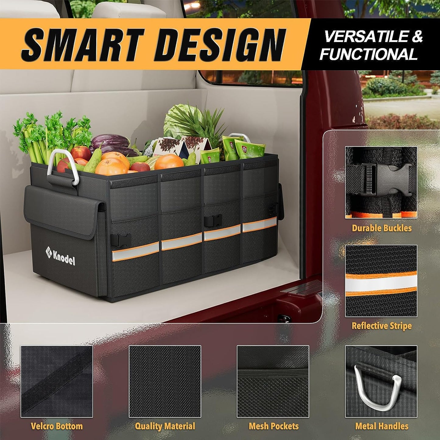 Car Trunk Organizer, Car Organizer with Lid, Heavy Duty Collapsible Trunk Storage for SUV, Truck, Cargo Trunk Organizer with Lid (Medium, Black) - Kiki of DC Styles Store