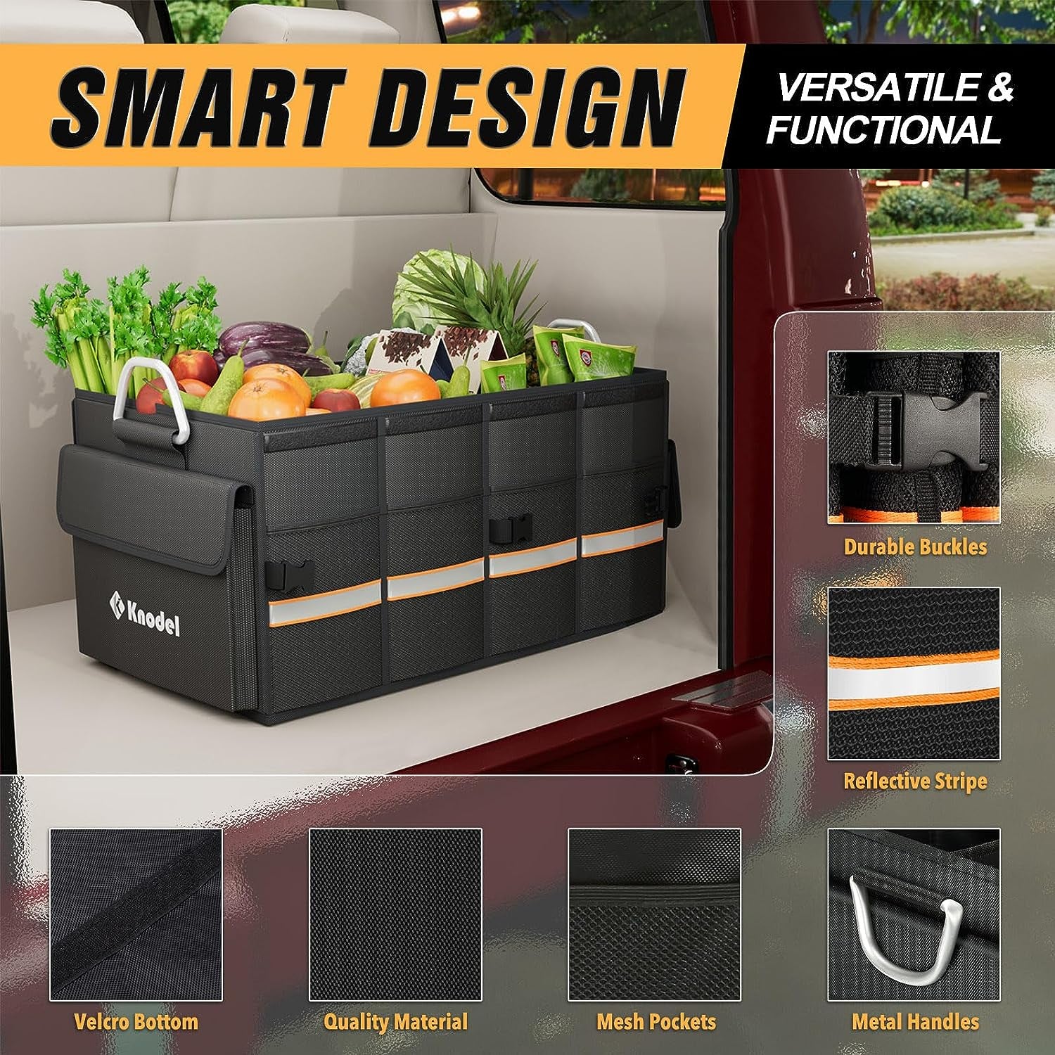 Car Trunk Organizer, Car Organizer with Lid, Heavy Duty Collapsible Trunk Storage for SUV, Truck, Cargo Trunk Organizer with Lid (Medium, Black) - Kiki of DC Styles Store