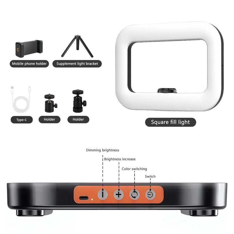 Portable Ring Light for Phone, LED Smartphone Light, Phone Video Stabilizer, Square Ring Light for Photography, Video Recording, Live Stream - Kiki of DC Styles Store