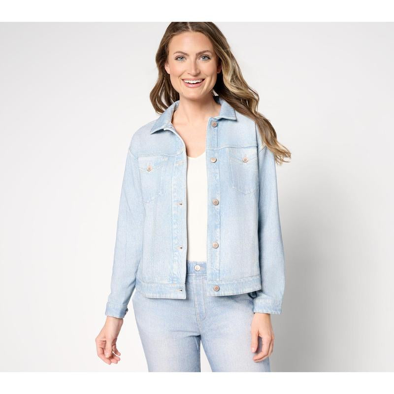 Anybody Printed Denim Effect French Terry Jacket - Kiki of DC Styles Store