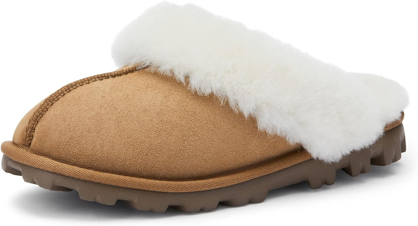 Women'S Genuine Australian Sheepskin Slippers, 100% Shearling, 8Mm Memory-Foam, Hard Bottom Slipper