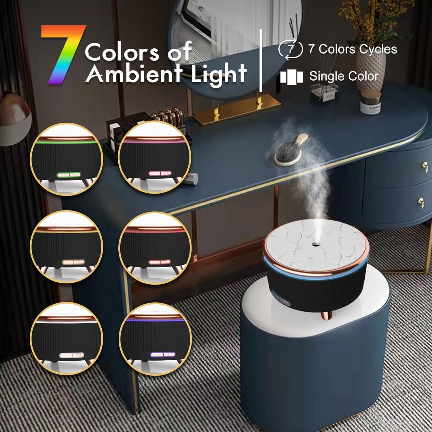 Diffusers for Essential Oils Large Room, 500Ml Aromatherapy Diffuser Cool Mist Humidifier with Remote Control,7 Colors Lights & 3 Mist Mode Waterless Auto off for Women Office Home Black - Kiki of DC Styles Store