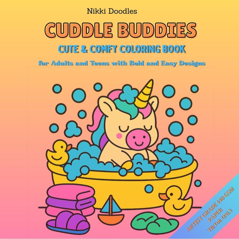 Cuddle Buddies Cute & Comfy Coloring Book for Adults Teens with Bold Easy Simple and Big Designs Artistic Guide 80 Illustrations - Kiki of DC Styles Store