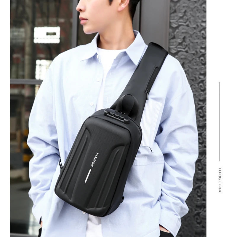 Anti-Theft Travel Chest Bag password lock hard shell one shoulder bag for men mini waterproof male backpack boys crossbody bags - Kiki of DC Styles Store