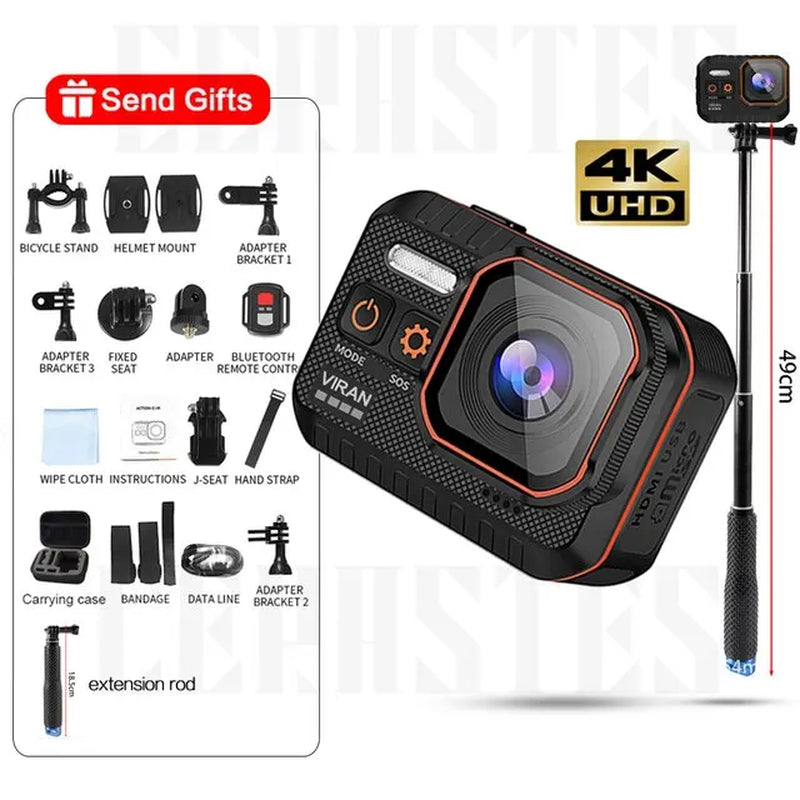 Action Camera 4K60FPS with Remote Control Screen Waterproof Sport Camera Drive Recorder Sports Camera Helmet Action Cam - Kiki of DC Styles Store