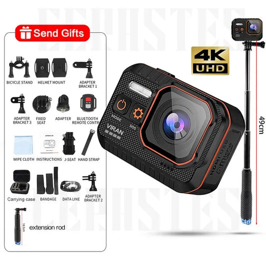 Action Camera 4K60FPS with Remote Control Screen Waterproof Sport Camera Drive Recorder Sports Camera Helmet Action Cam - Kiki of DC Styles Store