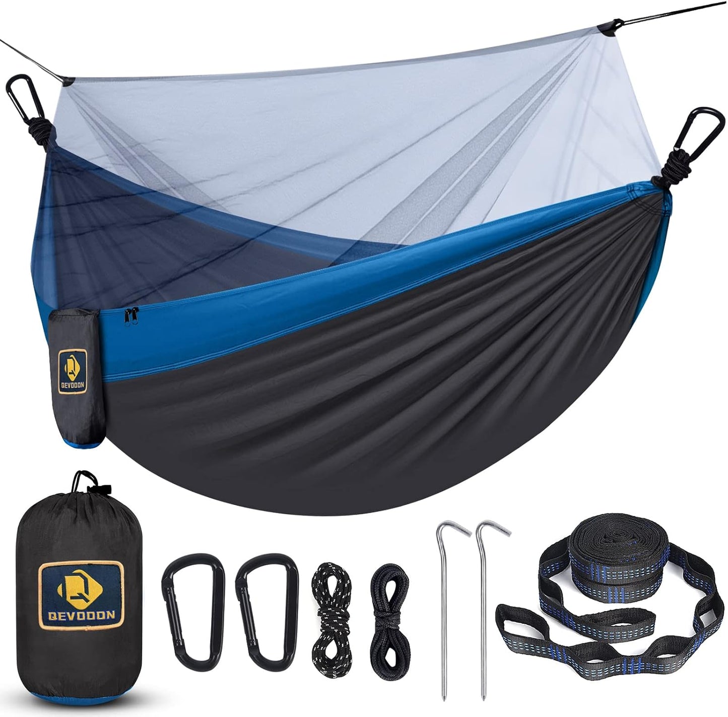 Camping Hammock with Net,Travel Portable Lightweight Hammocks with Tree Straps and Solid D-Shape Carabiners,Parachute Nylon Hammock for Outsides Backpacking Beach Backyard Patio Hiking - Kiki of DC Styles Store