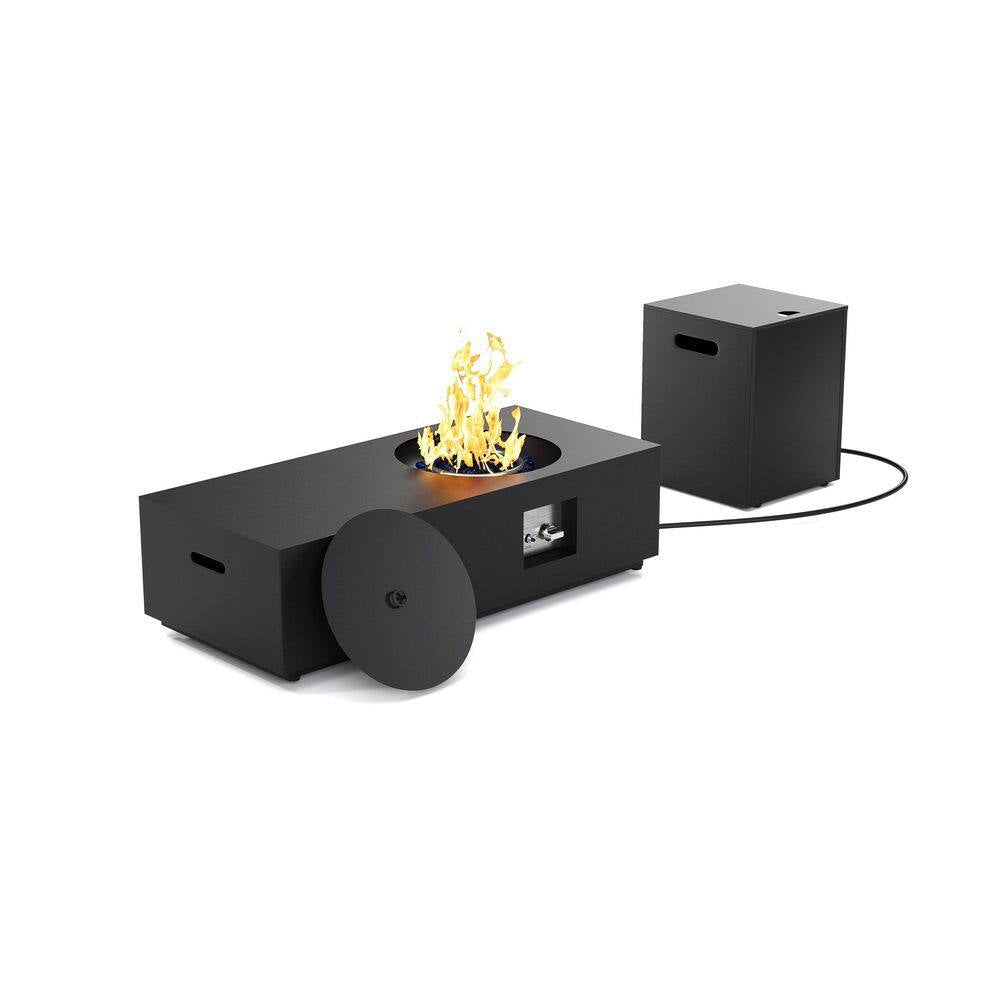 50,000 BTU Black Steel Outdoor Fire Table - 48" Propane Gas Fire Pit for Cozy Gatherings