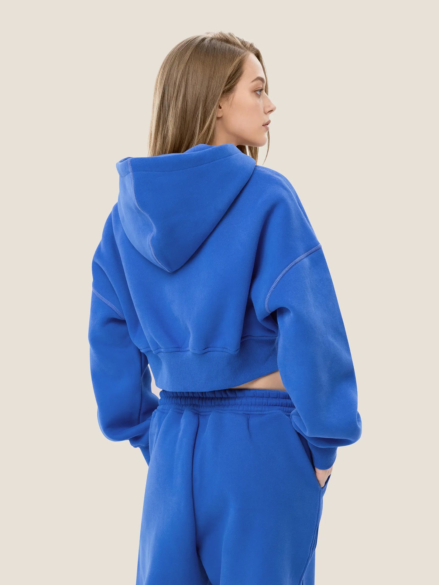 Aelfric Eden Y2K Cropped Hoodie Baggy Barrel Sweatpants Set 2 Piece Outfits Cozy Fleece Lounge Sweatsuit