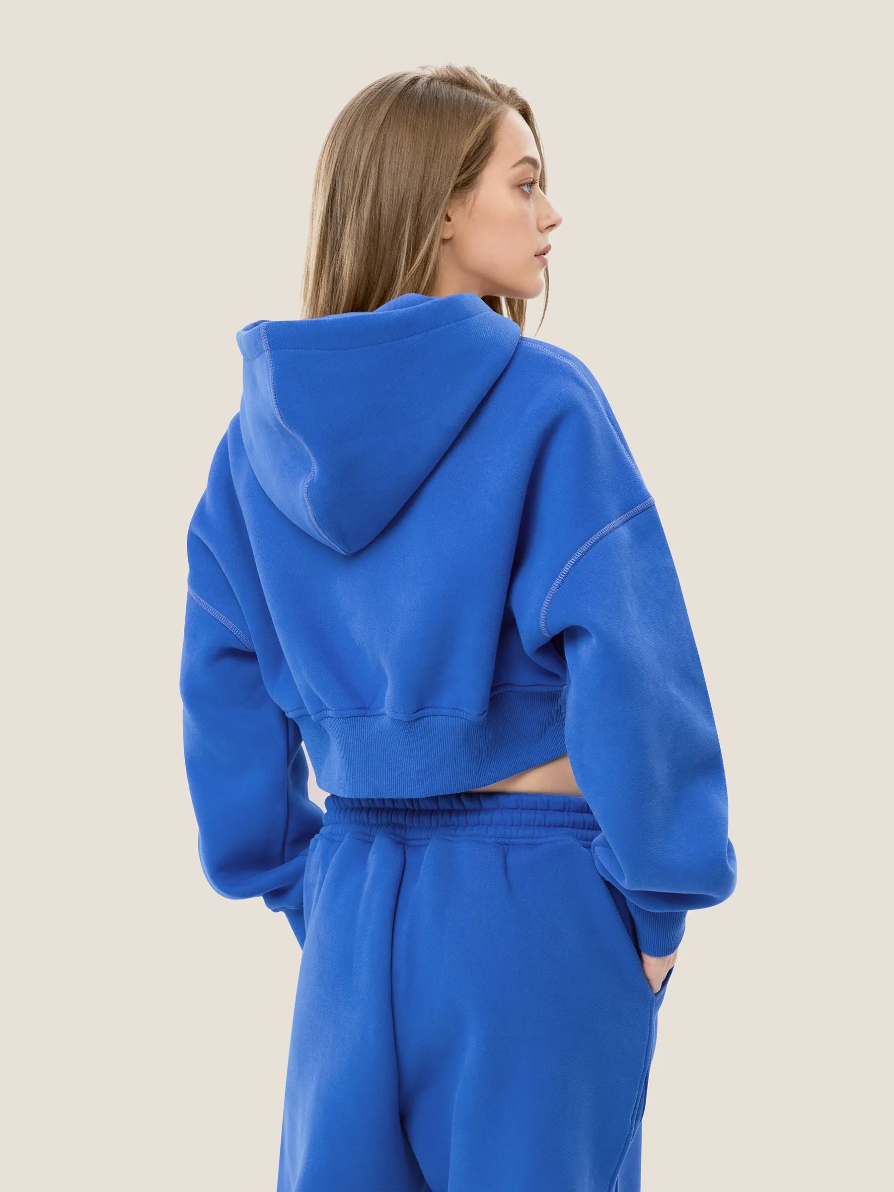 Aelfric Eden Y2K Cropped Hoodie Baggy Barrel Sweatpants Set 2 Piece Outfits Cozy Fleece Lounge Sweatsuit