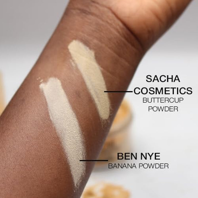 Sacha Buttercup Setting Powder - Translucent Loose Powder for Medium to Dark Skin Tones, 1.75 oz, Blurs Fine Lines and Pores, No Ashy Flashback, Ideal for Setting Makeup Foundation or Concealer.