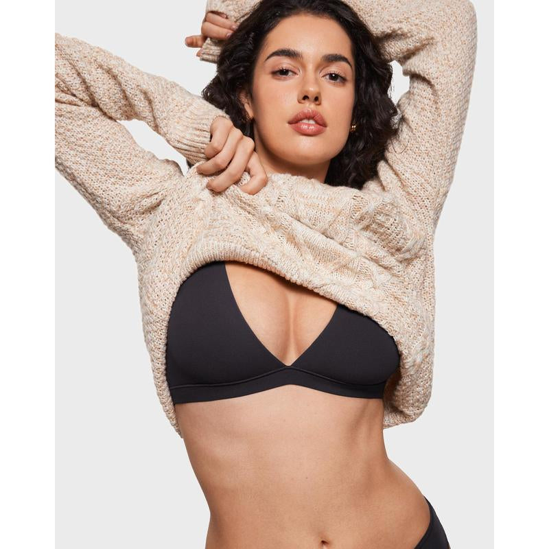 INLYRIC Women's Soft Plunge Bralette - Deep V Unlined Triangle Sleep Bra for Ultimate Comfort - Kiki of DC Styles Store