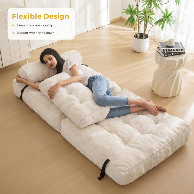 MAXYOYO Fuzzy Folding Sofa Bed, Convertible Sleeper Chair with Pillow Foldable Mattress with Back Support - Kiki of DC Styles Store