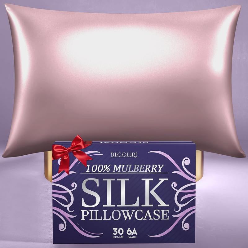 DECOLURE 100% Pure Mulberry Silk Pillow Case Standard Size – Highest Grade 30 Momme 6A+, Luxuriously Soft & Cooling Silk Pillowcase for Hair & Skin, Hypoallergenic, Breathable, Hidden Zipper - Kiki of DC Styles Store