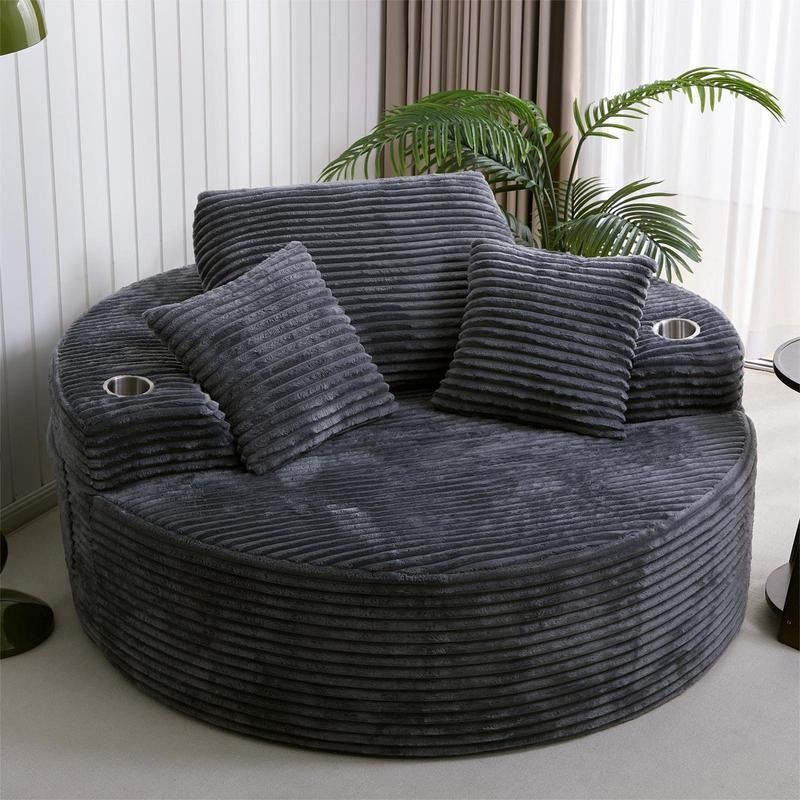 LIKIMIO 49" Oversized Chaise Lounge Sofa Bed with 2 Cup Holders & Storage Pocket - Plush Corduroy Upholstered, No Assembly Cloud Couch for Living Room, Bedroom, or Reading Nook - Kiki of DC Styles Store