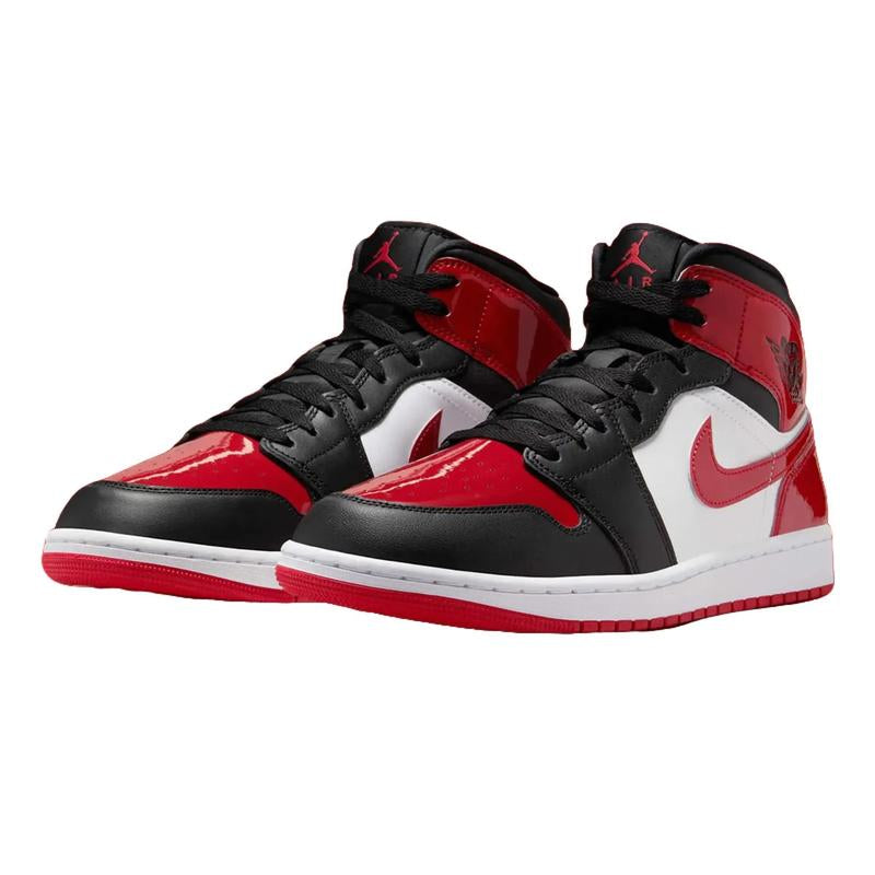 Step Up Your Style Game with the Nike Air Jordan 1 Mid SE Patent Bred Toe HV4091-006 - The Ultimate Men's Fashion Shoe!