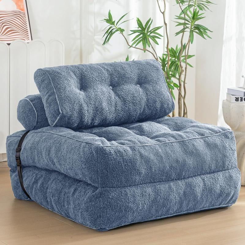 MAXYOYO Fuzzy Folding Sofa Bed, Convertible Sleeper Chair with Pillow Foldable Mattress with Back Support - Kiki of DC Styles Store