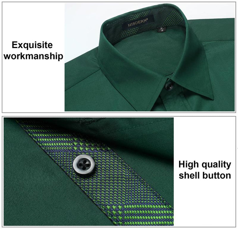 Men'S Dress Shirts Long Sleeve Button down Casual Shirts for Men Inner Contrast Formal Business Tuxedo Wedding Shirt
