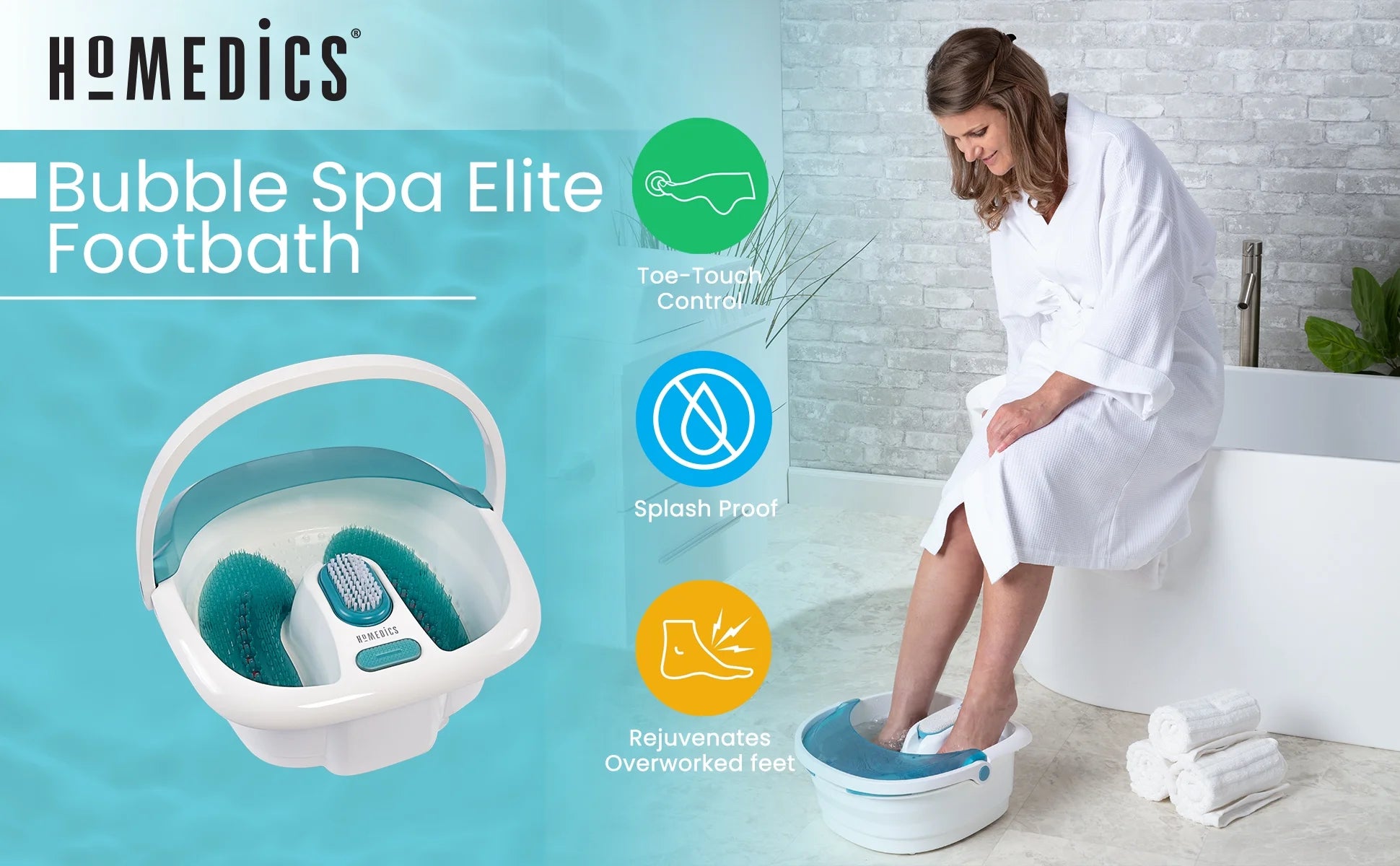 Bubble Spa Elite Footbath with True Heat Boost Power with a 2-In-1 Removable Pedicure Center That Includes a Pedicure Brush and a Pumice Stone, FB-450H - Kiki of DC Styles Store