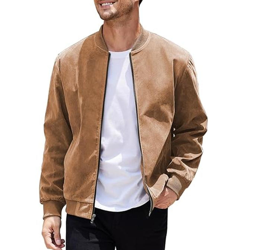 COOFANDY Men'S Casual Sports Jacket Retro Lightweight Suede Baseball Jacket, Fashionable Street Style Jacket, Suede Fabric Fashionable Comfortable Jacket, Men'S Top Coat, Men'S Jacket Coat - Kiki of DC Styles Store