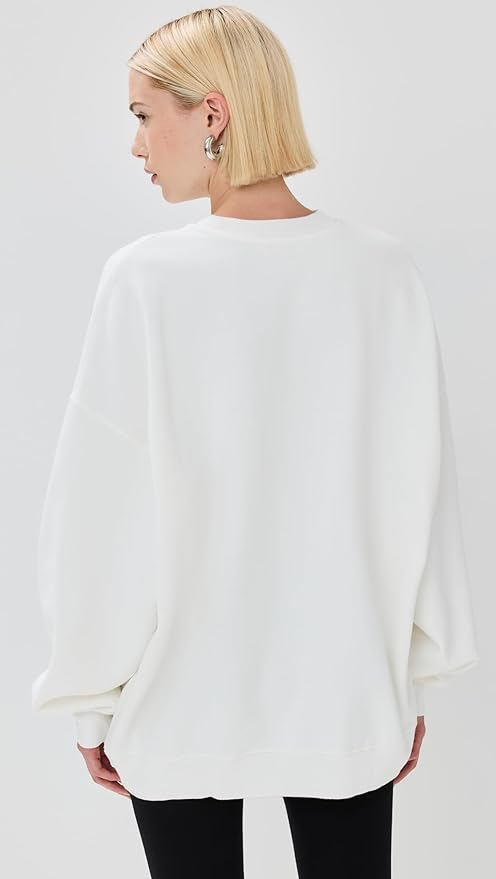 ANINE BING Women’s Miles Oversized Sweatshirt Letterman – Off-White Organic Cotton Kiki of DC Styles Store
